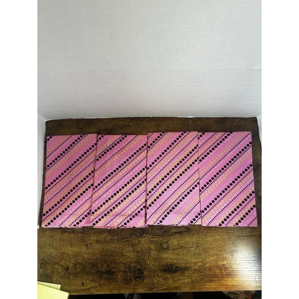 Rub-A-Dub-Dub Pink Polka Dot Cotton Dinner Napkins Set of 4 20x20 NIP Home